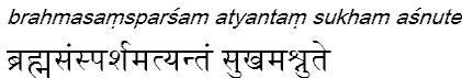 brahmasamsparsamatyantamsukhamasnute